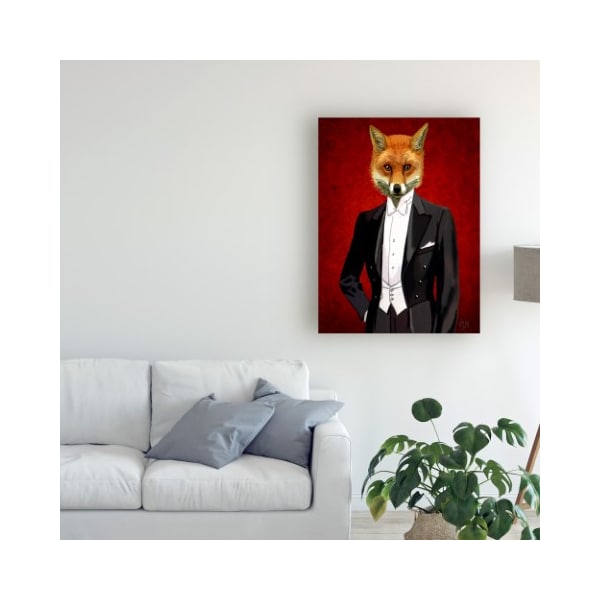 Trademark Fine Art Fab Funky 'Fox In Evening Suit, Portrait' Canvas Art, 24x32 - WAG12347-C2432GG