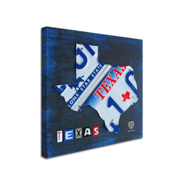 Trademark Fine Art Design Turnpike 'Texas License Plate Map' Canvas Art, 14x14 - ALI1255-C1414GG