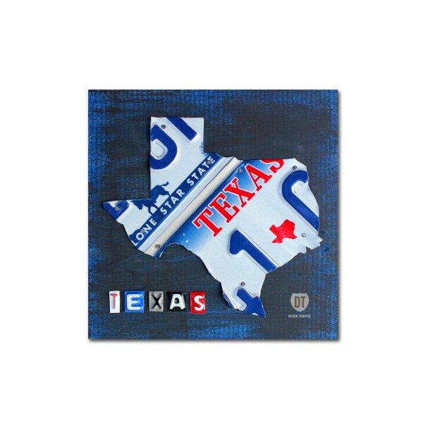 Trademark Fine Art Design Turnpike 'Texas License Plate Map' Canvas Art, 14x14 - ALI1255-C1414GG