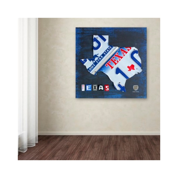 Trademark Fine Art Design Turnpike 'Texas License Plate Map' Canvas Art, 14x14 - ALI1255-C1414GG