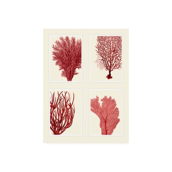 Trademark Fine Art Fab Funky 'Red Coral Print On 4 Panels' Canvas Art, 18x24 - WAG12421-C1824GG