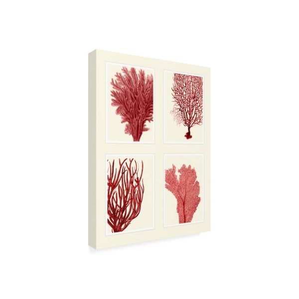 Trademark Fine Art Fab Funky 'Red Coral Print On 4 Panels' Canvas Art, 18x24 - WAG12421-C1824GG