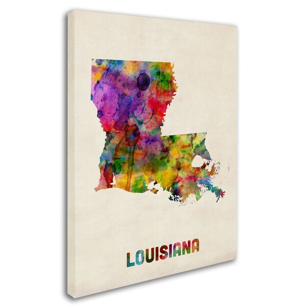 Trademark Fine Art Michael Tompsett 'Louisiana Map' Canvas Art, 18x24 - MT0345-C1824GG