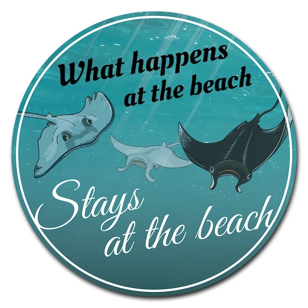 Signmission What Happens At The Beach Circle Corrugated Plastic Sign - C-36-CIR-WHAT HAPPENS AT THE BEACH
