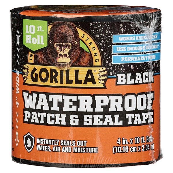Gorilla Glue Roof Repair Tape, Black, 4" x 10 ft. Size - 4612502