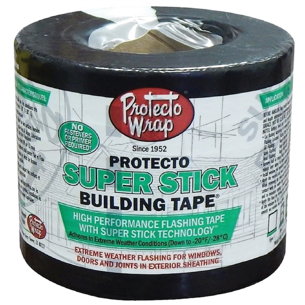 Protecto Wrap Protecto Wrap Super Stick 4 in. W X 75 ft. L Synthetic Flashing Tape Black - 844004SW