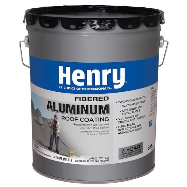 Henry Henry Matte Aluminum Fibered Aluminum Fibered Aluminum Roof Coating 4.75 gal - HE555019
