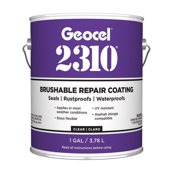 Geocel Geocel 2310 Tripolymer Brushable Repair Coating Crystal Clear Multi-Purpose Repair Coating 1 gal - GC65300