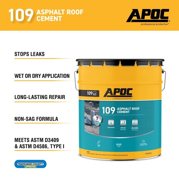Apoc APOC Black Asphalt Roof Cement 5 gal - AP-1095