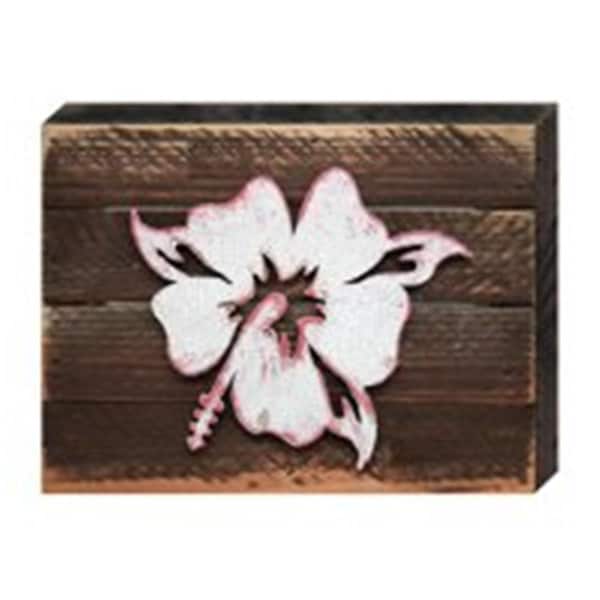 Designocracy Hibiscus Flower Art on Board Wall Decor - 9842118