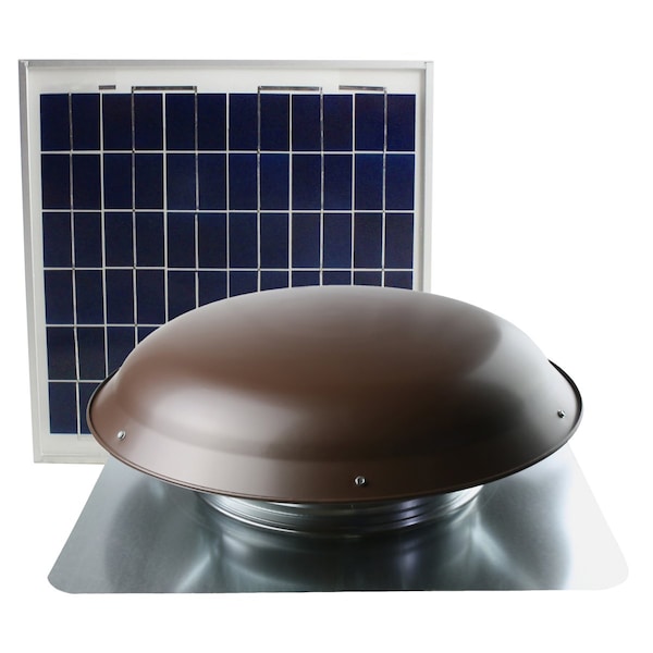Maxx Air 433 CFM Solar Powered Roof Mount Power Attic Ventilator with Panel in Brown - CXSOLRFBRNUPS