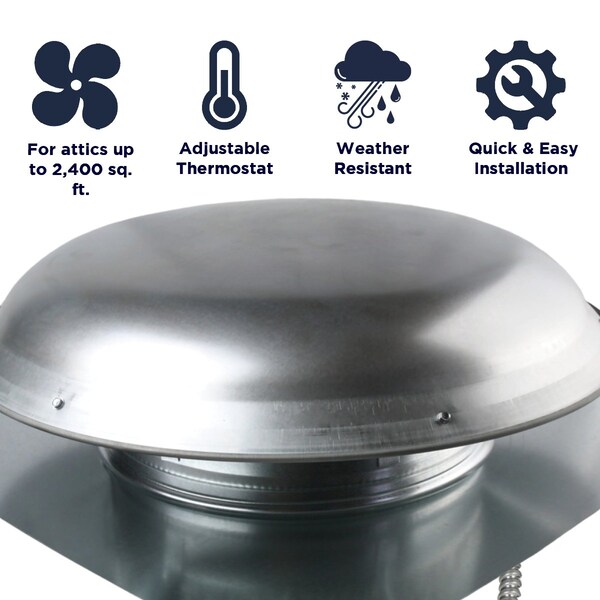 Maxx Air 4000 Series 1,600 CFM Roof Mount Power Attic Ventilator in Mill - CX4000AMUPS