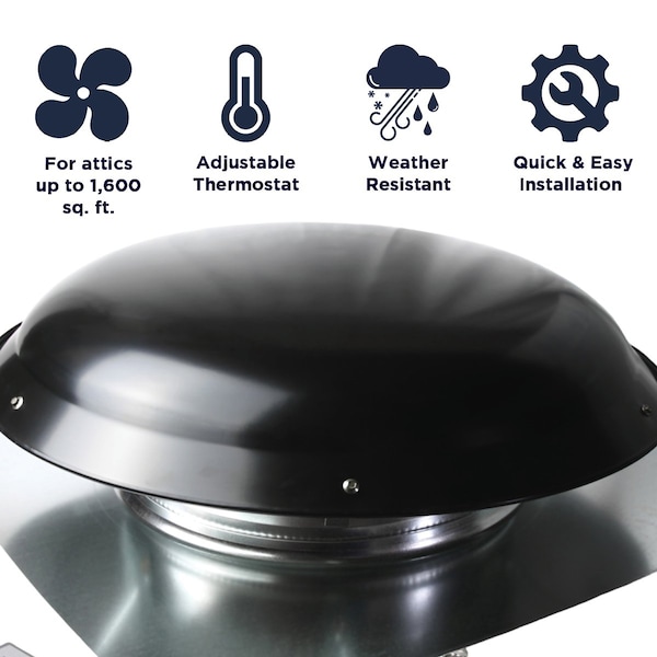 Maxx Air 1000 Series 1,080 CFM Roof Mount Power Attic Ventilator in Black - CX1000AMBLUPS