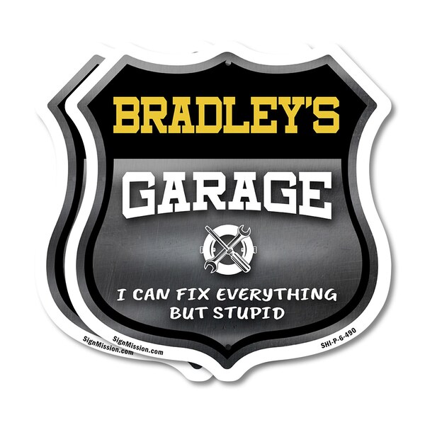 Signmission Bradley's Garage I Can Fix Everything But Stupid, 6 inch X 6 inch, Plastic Sign, 2PK - SHI-P-2PACK-6-490-BRADLEY