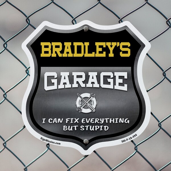 Signmission Bradley's Garage I Can Fix Everything But Stupid, 6 inch X 6 inch, Plastic Sign, 2PK - SHI-P-2PACK-6-490-BRADLEY