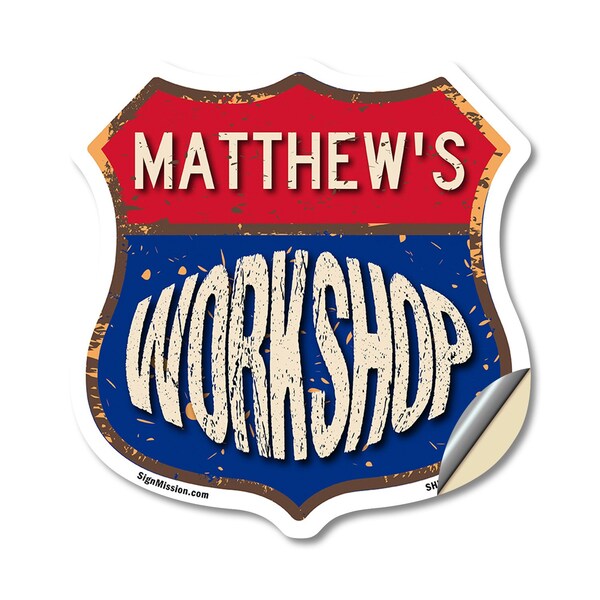 Signmission Matthew's Workshop, 12 Inch X 12 Inch, Vinyl Decal - SHI-D-12-489-MATTHEW