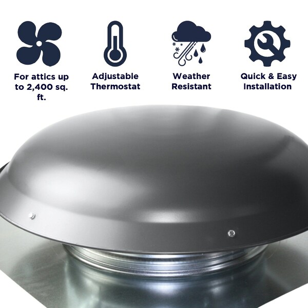 Maxx Air 4000 Series 1,600 CFM Roof Mount Power Attic Ventilator in Weathered Gray - CX4000AMWGUPS