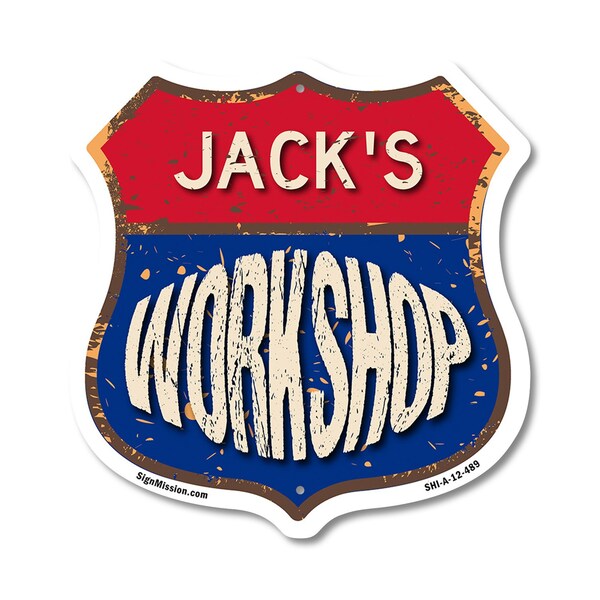 Signmission Jack's Workshop, 12 Inch X 12 Inch, Aluminum Metal Sign - SHI-A-12-489-JACK