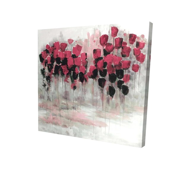 Fondo 32 x 32 in. Pink & Black Flowers Field-Print on Canvas - FO2792863