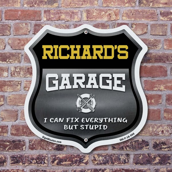 Signmission Richard's Garage I Can Fix Everything But Stupid, 12 inch X 12 inch, Plastic Sign, 2PK - SHI-P-2PACK-12-490-RICHARD