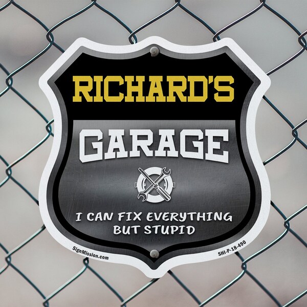Signmission Richard's Garage I Can Fix Everything But Stupid, 12 inch X 12 inch, Plastic Sign, 2PK - SHI-P-2PACK-12-490-RICHARD