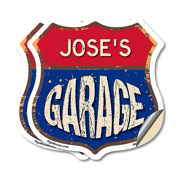 Signmission Jose's Garage, 18 inch X 18 inch, Vinyl Decal, 2PK - SHI-D-2PACK-18-383-JOSE