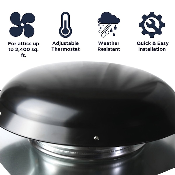 Maxx Air 4000 Series 1,600 CFM Roof Mount Power Attic Ventilator in Black - CX4000AMBLUPS