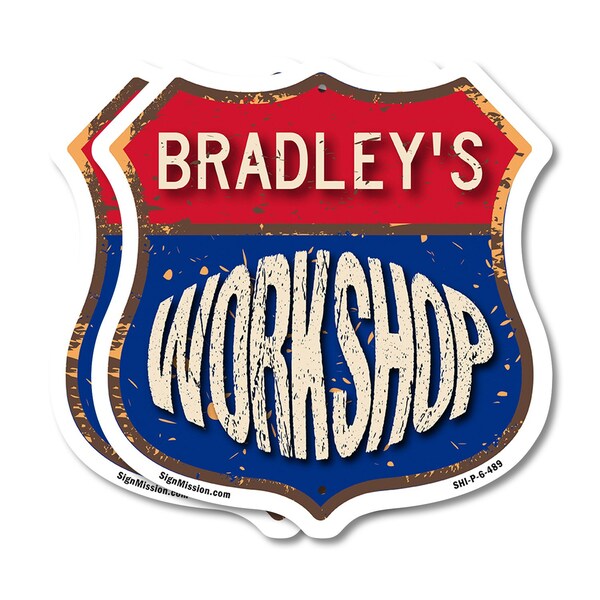 Signmission Bradley's Workshop, 6 inch X 6 inch, Plastic Sign, 2PK - SHI-P-2PACK-6-489-BRADLEY