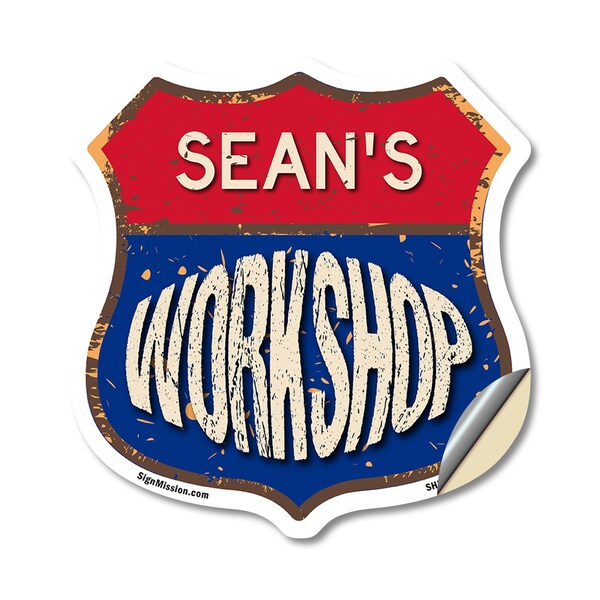 Signmission Sean's Workshop, 18 Inch X 18 Inch, Vinyl Decal - SHI-D-18-489-SEAN