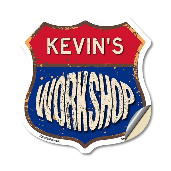 Signmission Kevin's Workshop, 18 Inch X 18 Inch, Vinyl Decal - SHI-D-18-489-KEVIN