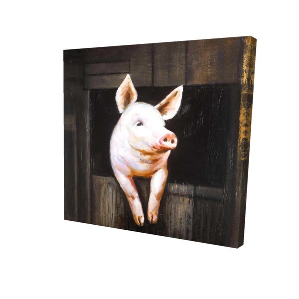 Begin Home Decor 16 x 16 in. Smiling Pig-Print on Canvas - 2080-1616-AN161