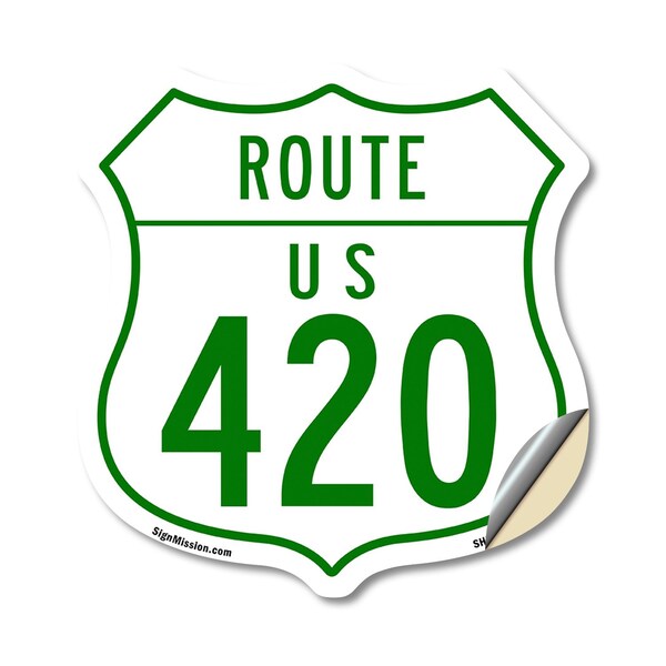 Signmission Route Marker Shield Sign Us 420, 18 Inch X 18 Inch, Vinyl Decal - SHI-D-18-477