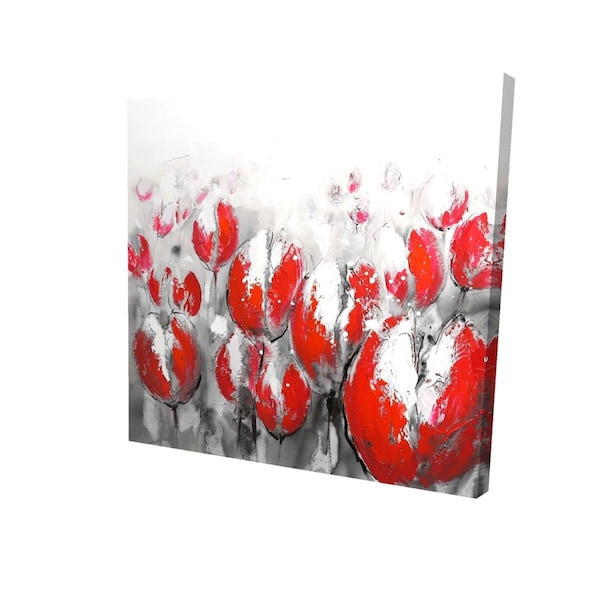 Begin Home Decor 16 x 16 in. Abstract Red Tulips-Print on Canvas - 2080-1616-FL63