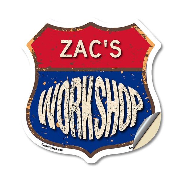 Signmission Zac's Workshop, 12 Inch X 12 Inch, Vinyl Decal - SHI-D-12-489-ZAC
