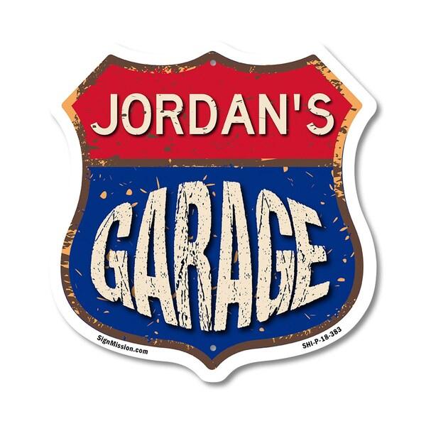 Signmission Jordan's Garage, 18 Inch X 18 Inch, Plastic Sign - SHI-P-18-383-JORDAN