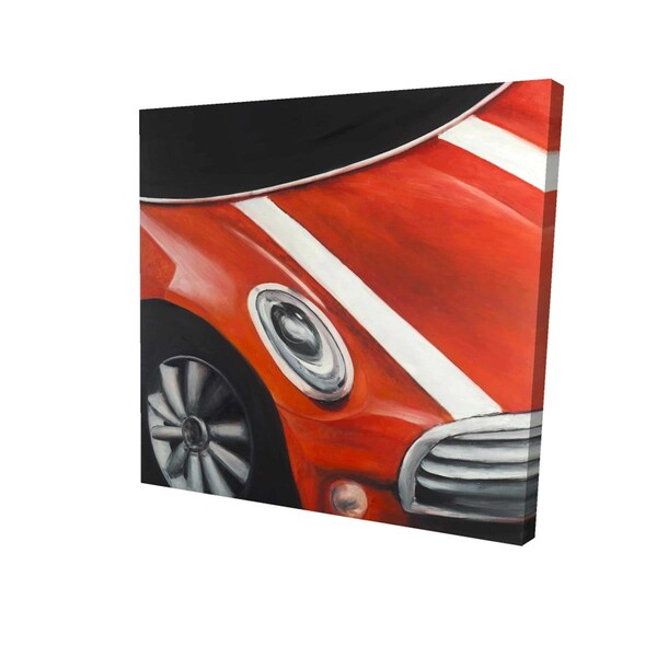 Begin Home Decor 16 x 16 in. Red Car with White Stripes Closeup-Print on Canvas - 2080-1616-TR28