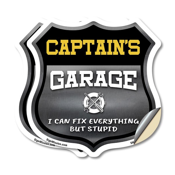 Signmission Captain's Garage I Can Fix Everything But Stupid, 12 inch X 12 inch, Vinyl Decal, 2PK - SHI-D-2PACK-12-490-CAPTAIN