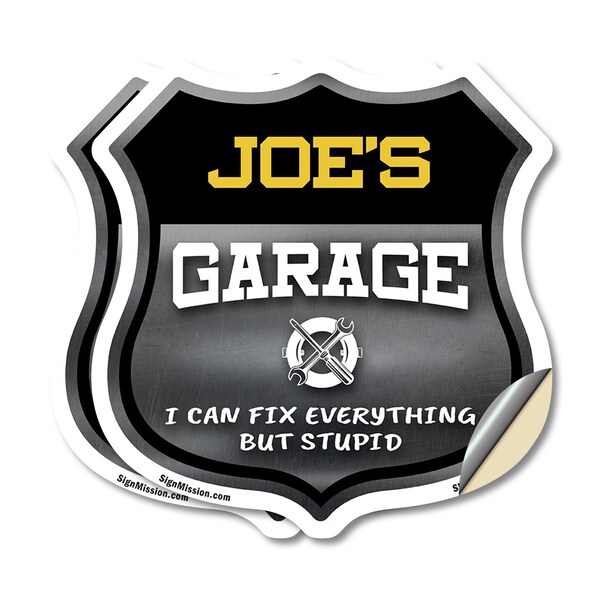 Signmission Joe's Garage I Can Fix Everything But Stupid, 6 inch X 6 inch, Vinyl Decal, 2PK - SHI-D-2PACK-6-490-JOE