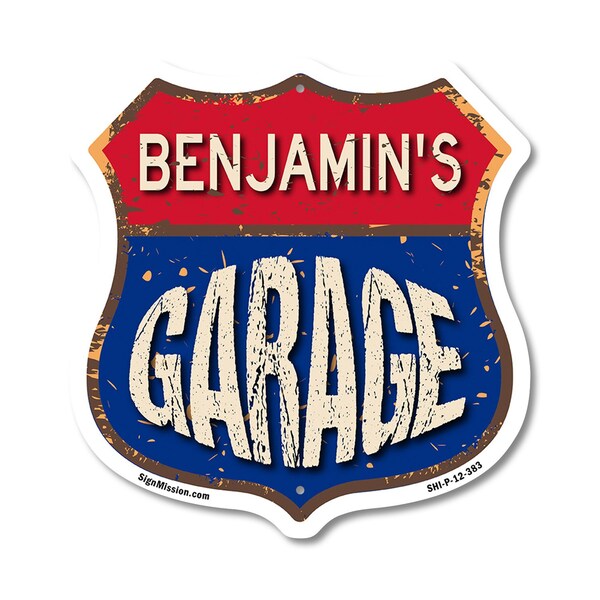 Signmission Benjamin's Garage, 12 Inch X 12 Inch, Plastic Sign - SHI-P-12-383-BENJAMIN