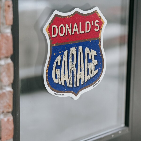 Signmission Donald's Garage, 12 Inch X 12 Inch, Vinyl Decal - SHI-D-12-383-DONALD
