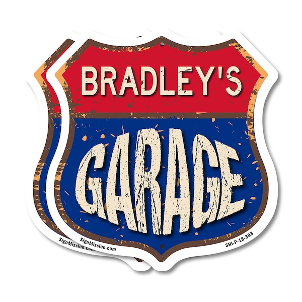 Signmission Bradley's Garage, 18 inch X 18 inch, Plastic Sign, 2PK - SHI-P-2PACK-18-383-BRADLEY