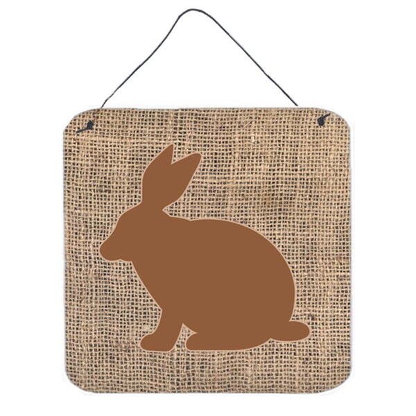 Micasa Rabbit Burlap And Brown Aluminium Metal Wall Or Door Hanging Prints - MI629077