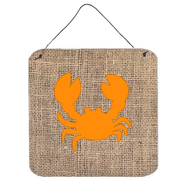 Jensendistributionservices Crab Burlap And Orange Aluminium Metal Wall Or Door Hanging Prints - 6 x 6 In. - MI1723456