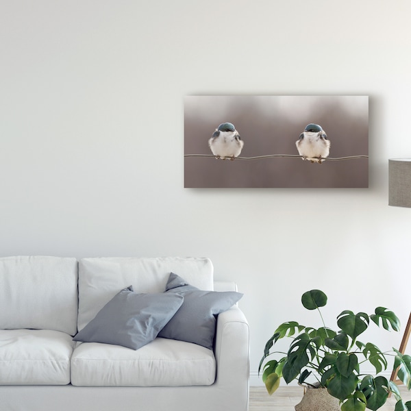 Trademark Fine Art Lucie Gagnon 'Blue Birds On A Wire' Canvas Art, 12x24 - 1X07820-C1224GG