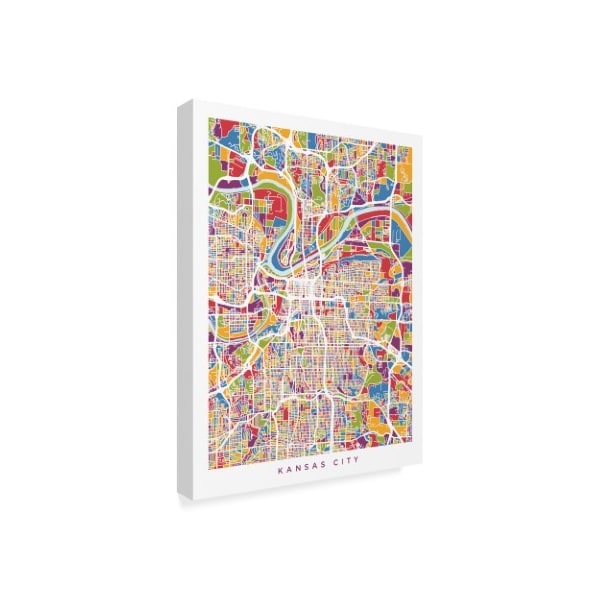 Trademark Fine Art Michael Tompsett 'Kansas City Missouri City Map' Canvas Art, 14x19 - MT02250-C1419GG