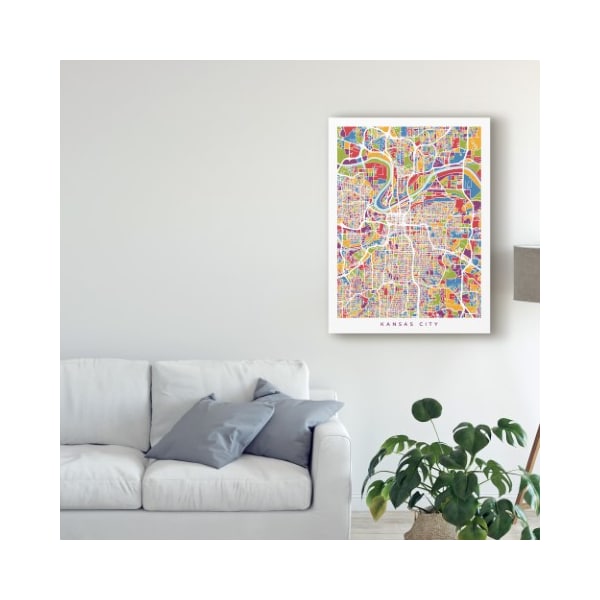 Trademark Fine Art Michael Tompsett 'Kansas City Missouri City Map' Canvas Art, 14x19 - MT02250-C1419GG