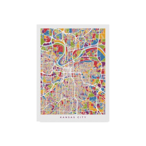 Trademark Fine Art Michael Tompsett 'Kansas City Missouri City Map' Canvas Art, 14x19 - MT02250-C1419GG