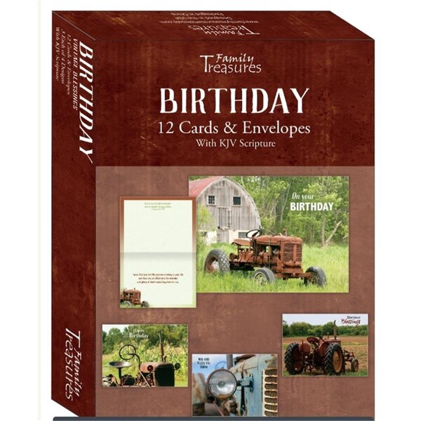 Family Treasures Wholesale Vintage Blessings Birthday Card, Boxed, 12PK - 259462