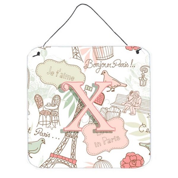 Carolines Treasures Letter x Love In Paris Pink Wall and Door Hanging Prints - CJ2002-XDS66
