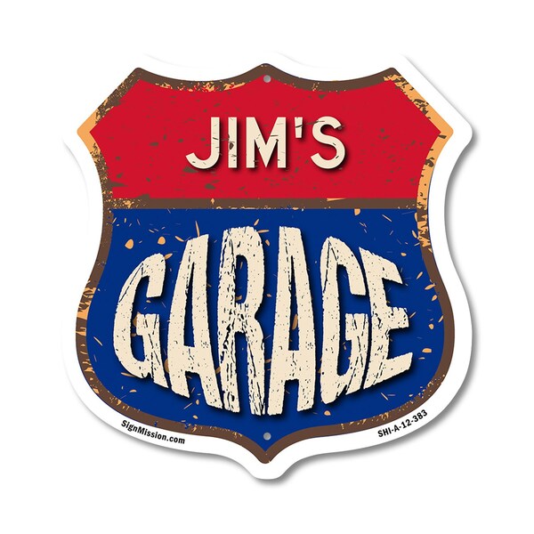 Signmission Jim's Garage, 12 Inch X 12 Inch, Aluminum Metal Sign - SHI-A-12-383-JIM